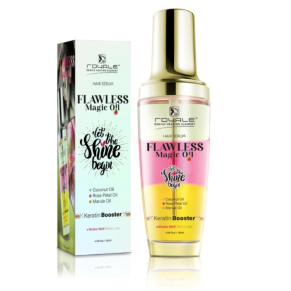 Royale Flawless Magic Oil Hair Serum Marula Coconut Rose Petal Keratin NIB